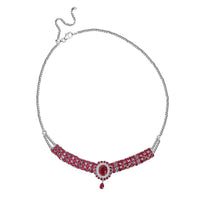 21.07 ctw Queen Collection Niassa Ruby and Zircon Bolo Princess Necklace 18 Inch in Platinum Over Sterling Silver