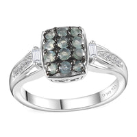 Narsipatnam Alexandrite and White Zircon Ring in Black Rhodium and Platinum Over Sterling Silver (Size 10.0) 0.80 ctw