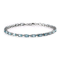 8.90 ctw Cambodian Blue Zircon Bracelet in Platinum Over Sterling Silver  (7.25 In)