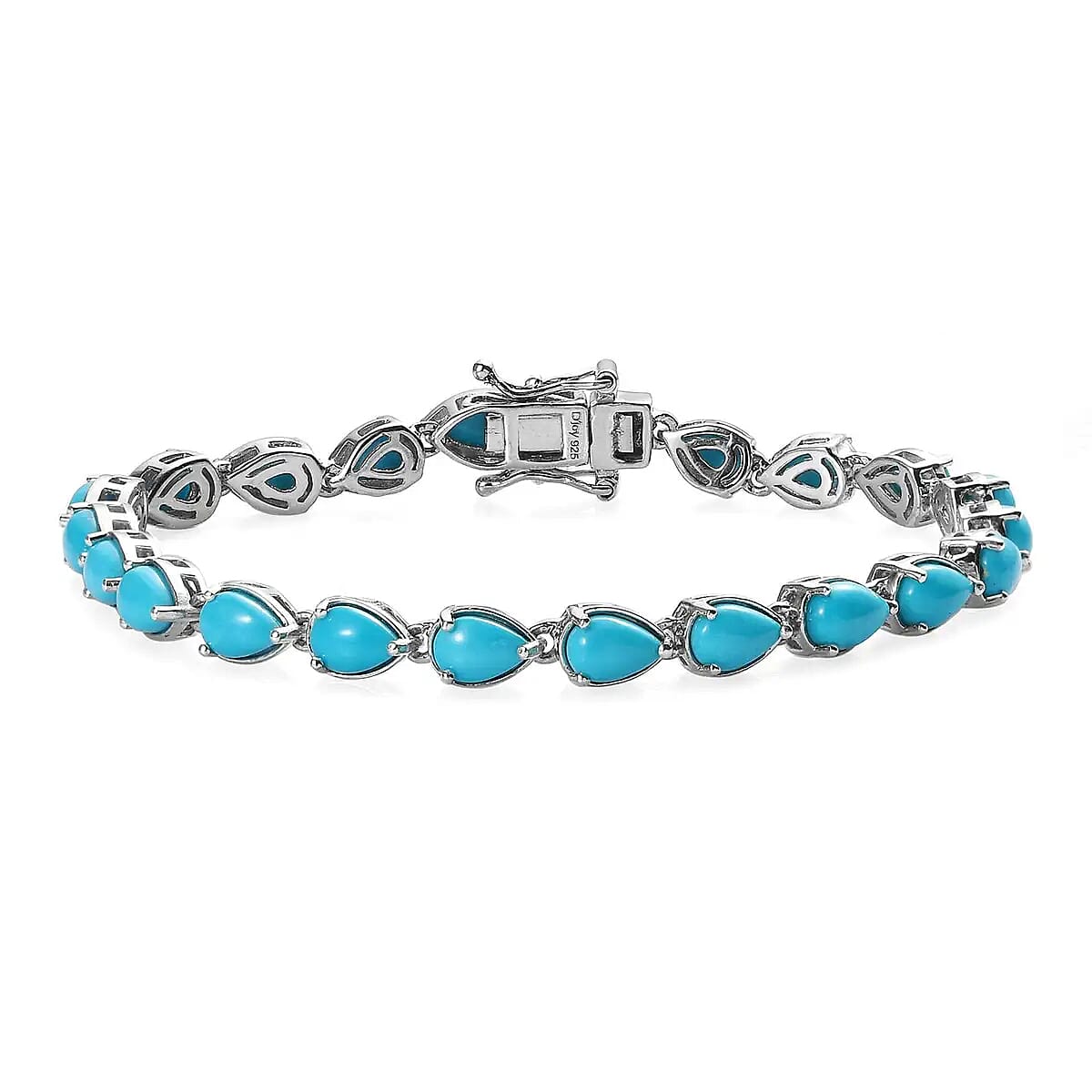 Mother's Day Special Sleeping Beauty Turquoise Bracelet in Platinum Over Sterling Silver (6.50 In) 8.35 ctw