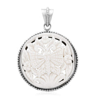 Bali Legacy Carved Bone Butterfly Pendant without Chain in Sterling Silver 9.55 Grams