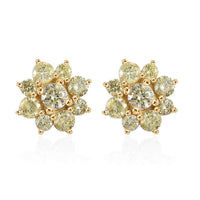 1 ctw Natural Yellow Diamond Stud Earrings in 14K Yellow Gold 1.25 Grams
