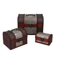 Set of 3 Golden Floral Pattern Faux Leather Nesting Storage Boxes (8.5, 6, 4.5 in)