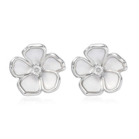 Diamond Accent Flower Stud Earrings in Platinum Over Sterling Silver