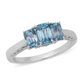 Cambodian Blue Zircon, White Zircon Ring in Platinum Over Sterling Silver (Size 8.0) 3.10 ctw - Sticky add to cart bar