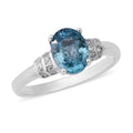 3.20 ctw Cambodian Blue Zircon and Natural White Zircon Ring in Platinum Over Sterling Silver  (Size 8) - Sticky add to cart bar