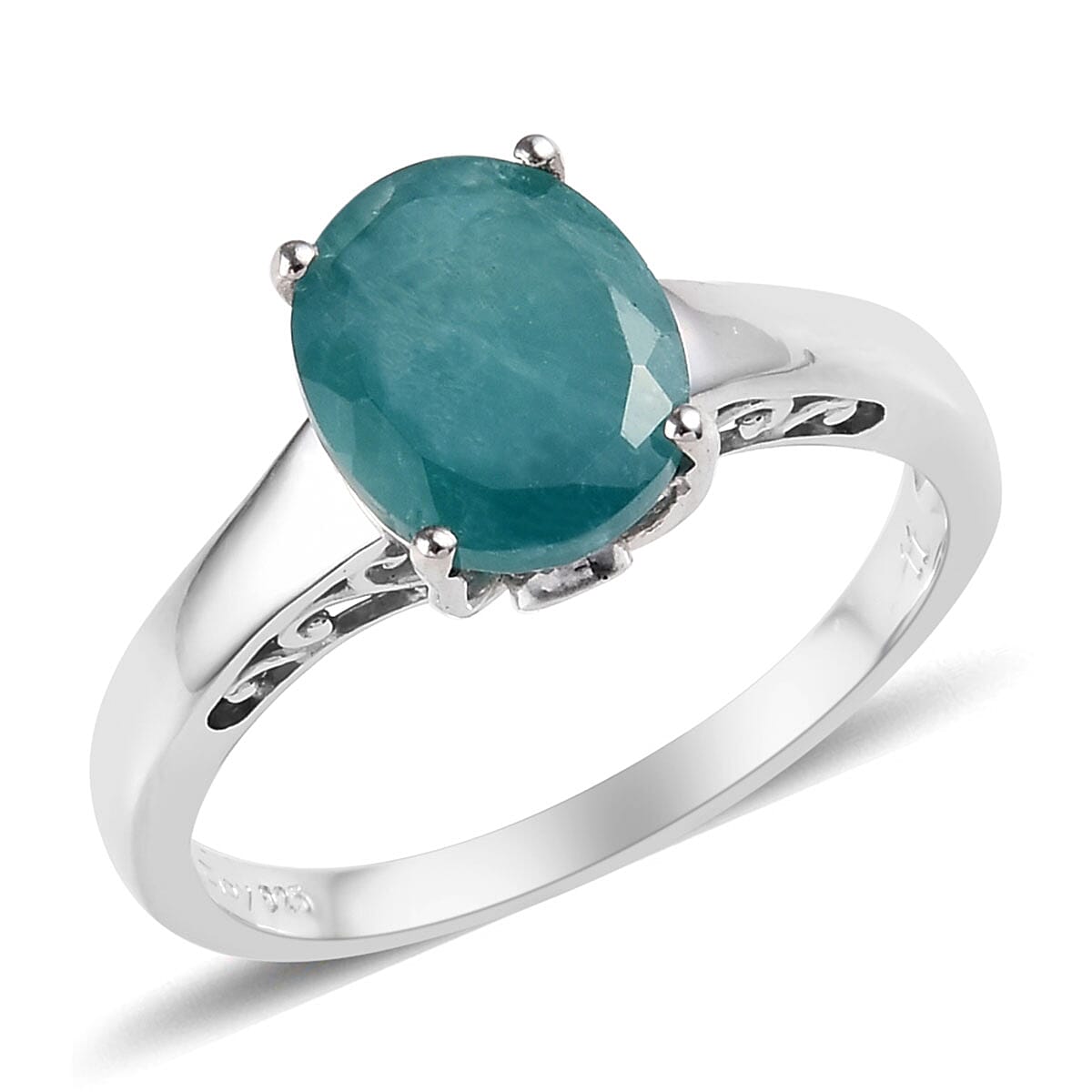 Grandidierite and Diamond Accent Ring in Platinum Over Sterling Silver (Size 7) 3.70 ctw