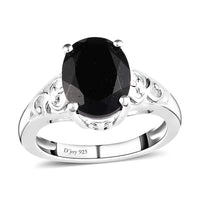 Australian Black Tourmaline Solitaire Ring in Sterling Silver 2.75 ctw