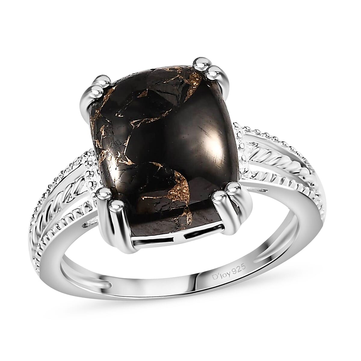 Matrix Silver Shungite Solitaire Ring in Sterling Silver 3.15 ctw