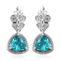 2.74 ctw Paraiba Topaz and Zircon Earrings in Platinum Over Sterling Silver