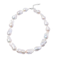 RHAPSODY Organic Shape Baroque Pearl Necklace (18-20 in) in 950 Platinum 2 Grams