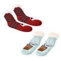 Set of 2 Warm & Fuzzy Red & Gray Cable Knitted Sherpa Lined Slipper Socks (Women's Size 5-10) - Sticky add to cart bar