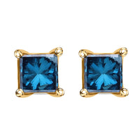 0.65 ctw Blue Diamond IR Stud Earrings in 14K Yellow Gold 1.10 Grams