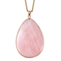 Galilea Rose Quartz Pendant Necklace 24 Inches in ION Plated Yellow Gold Stainless Steel 90.00 ctw