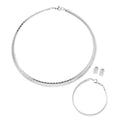 Set of 3 Omega Sand Blast Texture Necklace (18.00 Inches), Bracelet (7.50In) and Earrings in Stainless Steel 32.20 g - Sticky add to cart bar