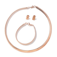 Set of 3 Omega Necklace 18 Inches, Bracelet (7.50In) and Earrings in Stainless Steel 32.20 Grams