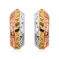 14K Yellow Rose Gold and Platinum Over Sterling Silver Diamond Cut Hoop Earrings 4 Grams - Sticky add to cart bar