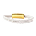 2 in 1 White Faux Leather Bracelet and USB Android Charger in Goldtone (7.50 In) - Sticky add to cart bar
