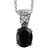 2.55 ctw Australian Black Tourmaline Pendant Necklace 20 Inches in Stainless Steel