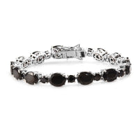 17.02 ctw Black Shungite Bracelet in Platinum Over Sterling Silver (7.25 In)