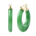 Green Jade (D) Hoop Earrings in 14K Yellow Gold Over Sterling Silver 73.00 ctw - Sticky add to cart bar