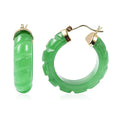 68.50 ctw Green Jade Carved Inside Out Hoop Earrings in 14K Yellow Gold Over Sterling Silver - Sticky add to cart bar