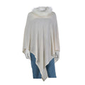 Black Pashmina Wool Poncho with Faux Fur Collar (One Size Fits Most, Cashmere) - Sticky add to cart bar