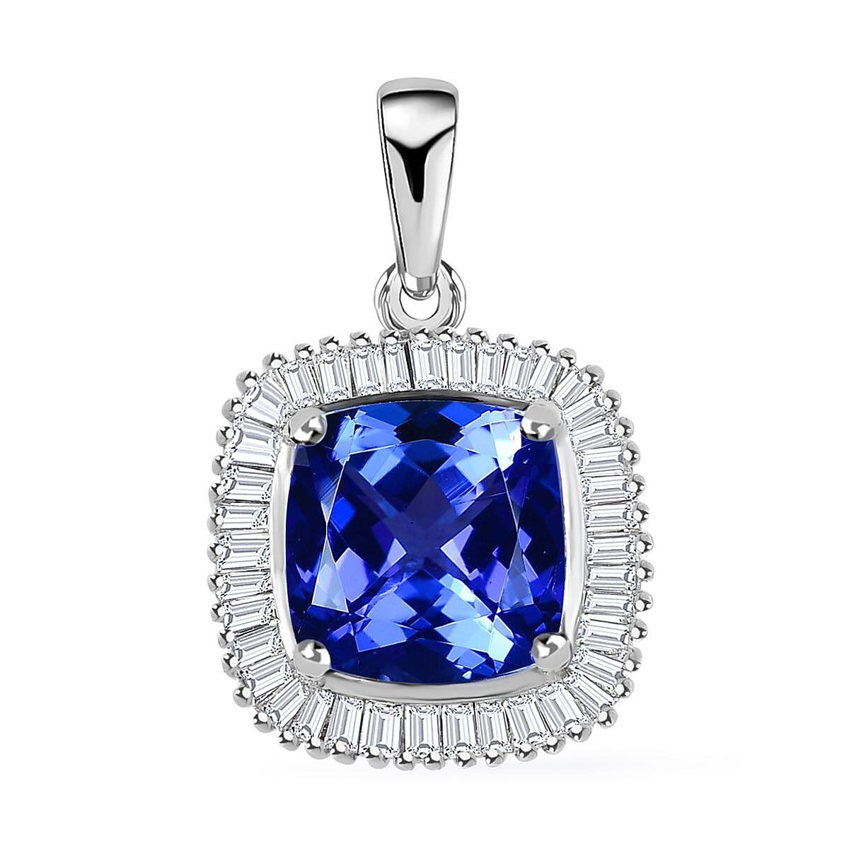 Rhapsody 950 Platinum AAAA Tanzanite and Diamond 2.85 ctw Pendant, Platinum Diamond Pendant, Diamond Halo Pendant, Birthday Gifts For Her