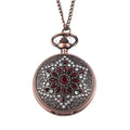 STRADA Red Glass, Austrian Crystal Japanese Movement Pocket Watch with Chain (31 Inches) in Rosetone - Sticky add to cart bar