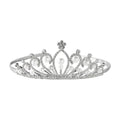 Doorbuster White Austrian Crystal, Pearl Beaded Crown Tiara in Silvertone - Sticky add to cart bar