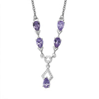 1.74 ctw Rose De France Amethyst Necklace 18 Inch in Stainless Steel & Sterling Silver