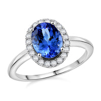 ILIANA 18K White Gold AAA Tanzanite and G-H SI Diamond Ring 2.63 Grams 1.85 ctw