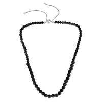 170 ctw California Black Jade Bead Bolo Necklace 20-22 Inches in Sterling Silver