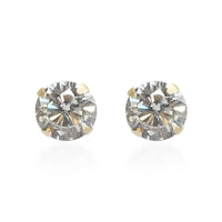 10K Yellow Gold AAA Solitaire Simulated Diamond Stud Earrings 1.50 ctw
