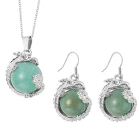 Galilea Rose Quartz Earrings and Pendant Necklace 24 Inches in Stainless Steel 105.00 ctw