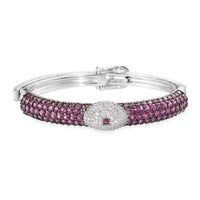 11 CTW Orissa Rhodolite Garnet and Zircon Adjustable Buckle Bangle Bracelet in Platinum Over Sterling Silver 7.25 Inch