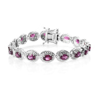 8.96 ctw Orissa Rhodolite Garnet Bracelet in Platinum Over Sterling Silver (6.50 In)