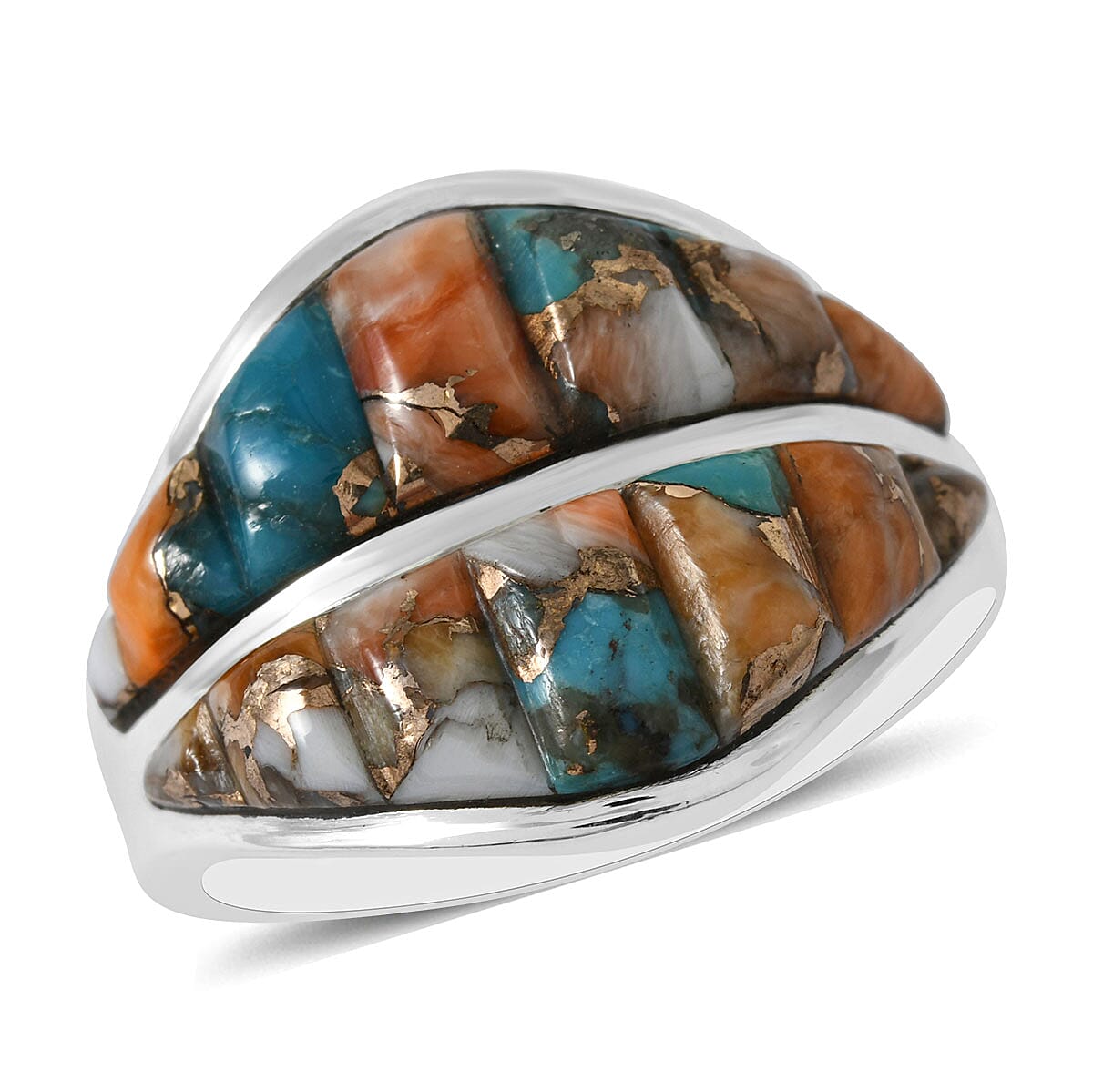 SANTA FE Style 2.00 ctw Mojave Purple Turquoise and Multi Gemstone Ring in Sterling Silver (Size 9.0) (1)