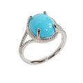 ILIANA 18K White Gold AAA American Natural Sleeping Beauty Turquoise Ring (Size 6.0) 3.30 Grams 2.90 ctw - Sticky add to cart bar