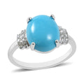 Iliana 3 ctw AAA Mined in America Natural Arizona Sleeping Beauty Turquoise and Diamond Ring in 18K White Gold (Size 10.0) 2.61 Grams - Sticky add to cart bar