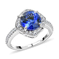 ILIANA AAA Tanzanite and Diamond G-H SI Cushion Halo Ring in 18K White Gold with Appraised Certificate 5.34 Grams 4.15 ctw - Sticky add to cart bar
