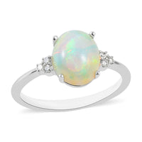 Iliana 18K White Gold AAA Ethiopian Welo Opal, Diamond (G-H, SI) Ring (Size 10.0) (3.17 g) 2.52 ctw