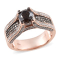 Natural Champagne Diamond and Diamond Bridge Ring in Vermeil Rose Gold Over Sterling Silver (Size 7.0) 8.80 Grams 2.50 ctw - Sticky add to cart bar
