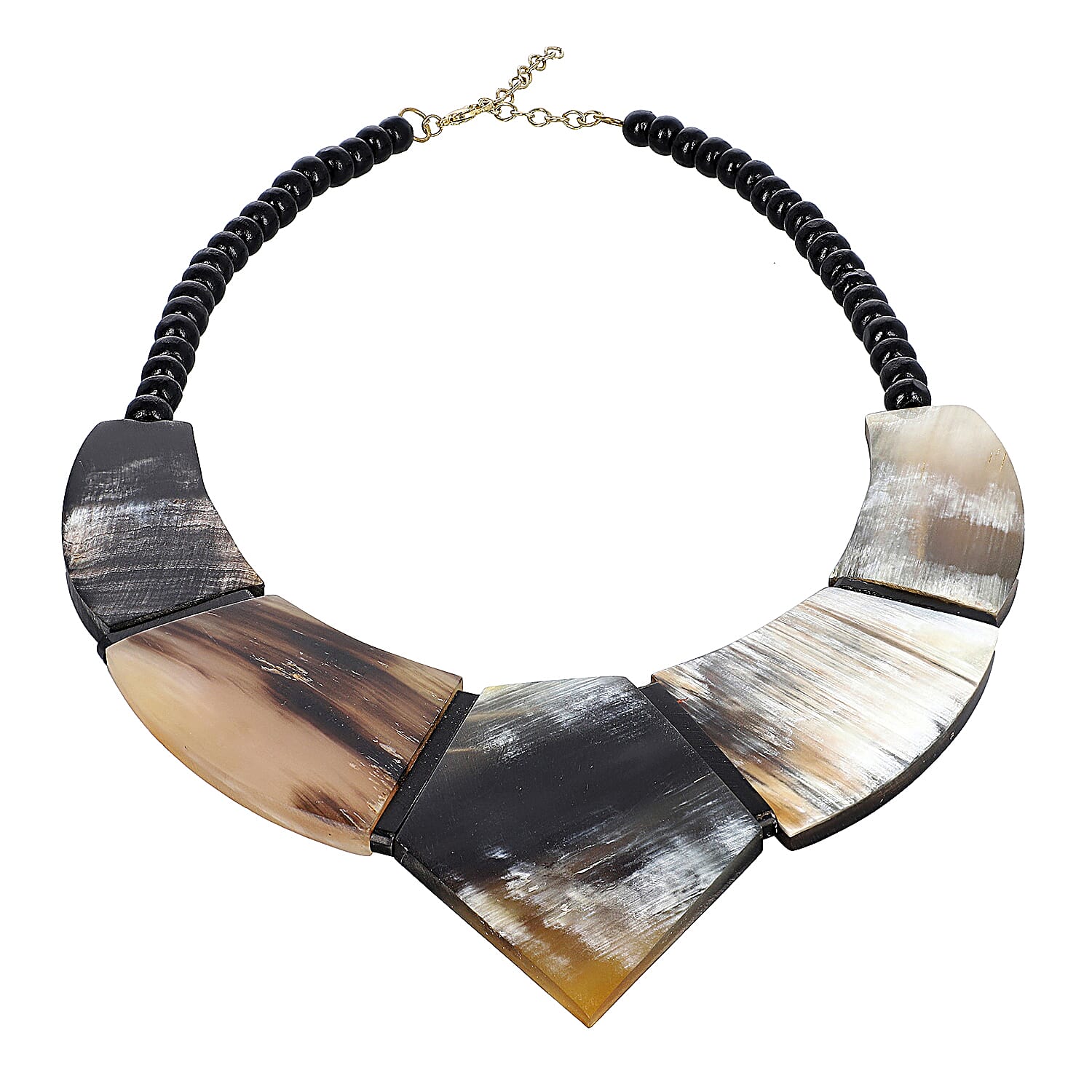 Natural Brown & Black Genuine Buffalo Horn Necklace (20-22 in)