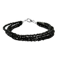 35.00 ctw Natural Thai Black Spinel Multi Strand Beaded Bracelet in Sterling Silver (7.25 In)