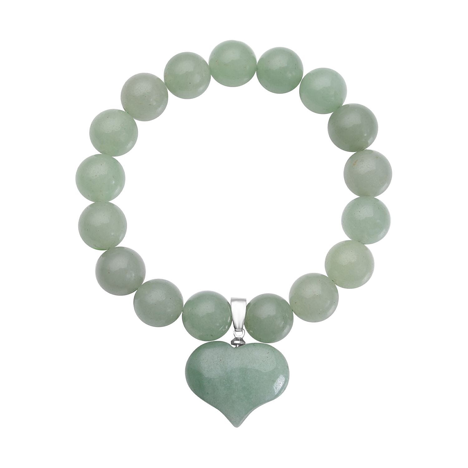 Galilea Rose Quartz Beaded Stretch Bracelet with Heart Charm 183.00 ctw