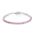 Premium Ilakaka Hot Pink Sapphire (FF) Tennis Bracelet in Platinum Over Sterling Silver (7.25 In) 10.75 ctw - Sticky add to cart bar