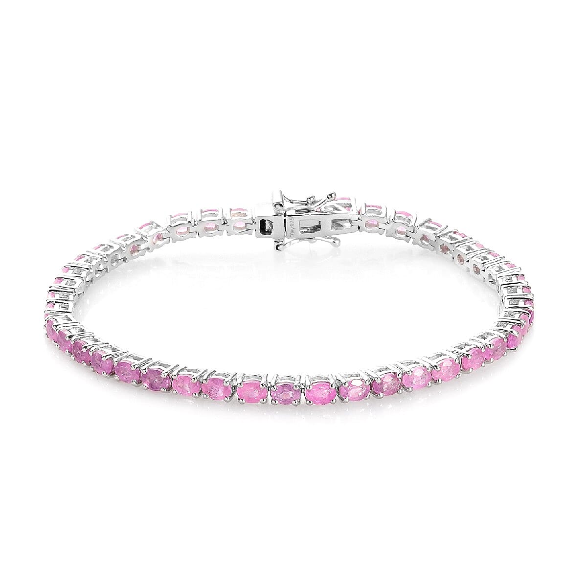 Premium Ilakaka Hot Pink Sapphire (FF) Tennis Bracelet in Platinum Over Sterling Silver (7.25 In) 10.75 ctw (1)