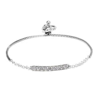 Bolo Bracelet in Stainless Steel and Sterling Silver Made with White Swarovski Crystal