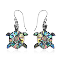 Sponge Coral Turtle Earrings in Sterling Silver
